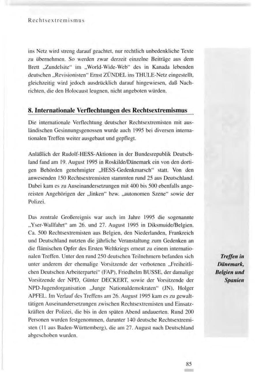 Seite 85 des Verfassungsschutzbericht 1995 Baden-Württemberg