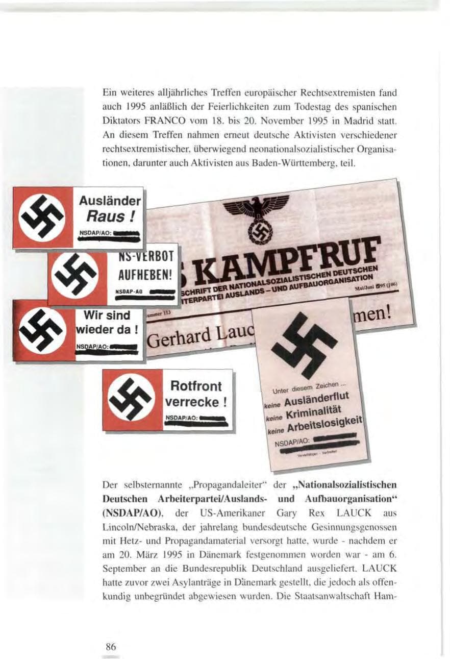 Seite 86 des Verfassungsschutzbericht 1995 Baden-Württemberg
