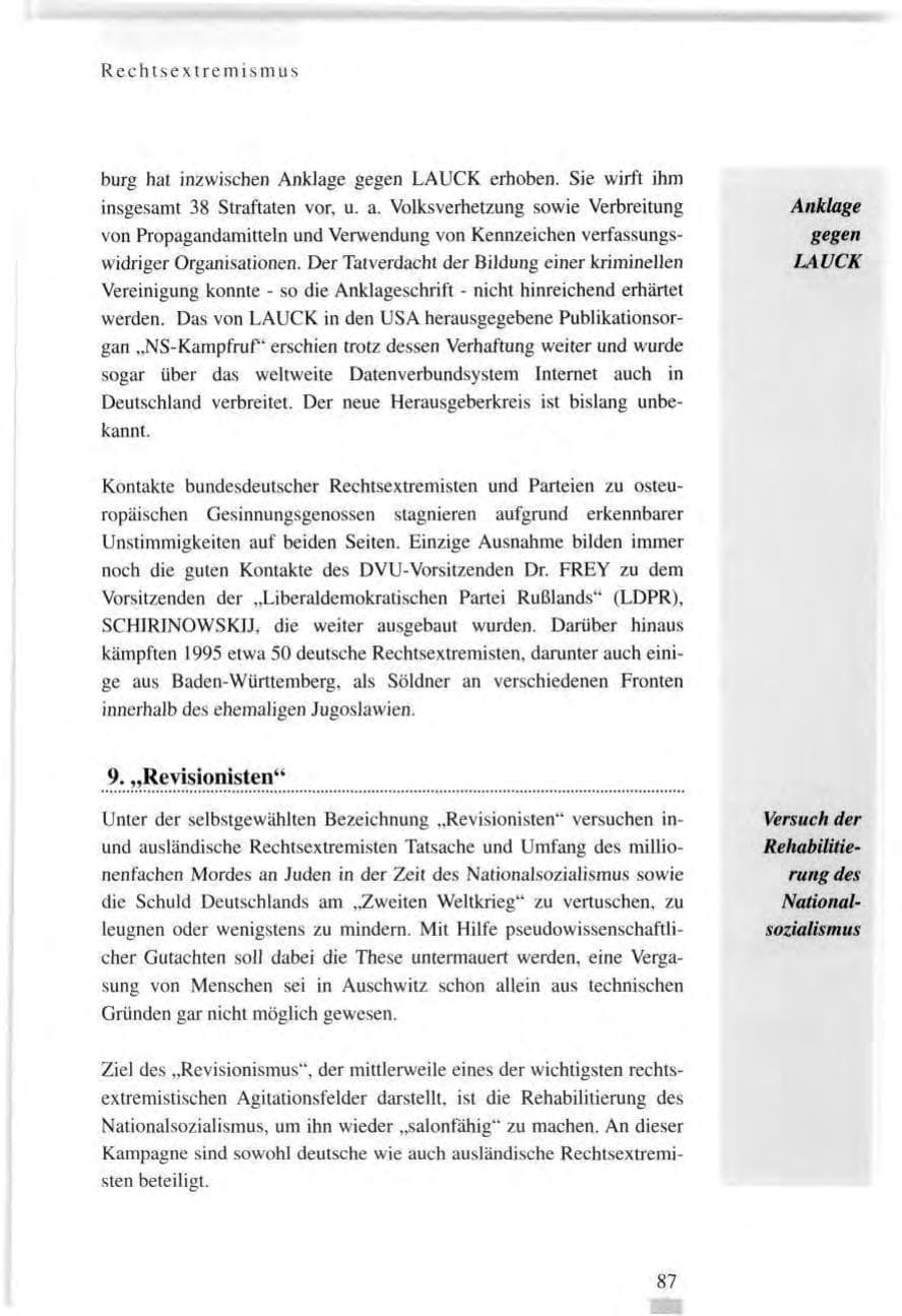 Seite 87 des Verfassungsschutzbericht 1995 Baden-Württemberg