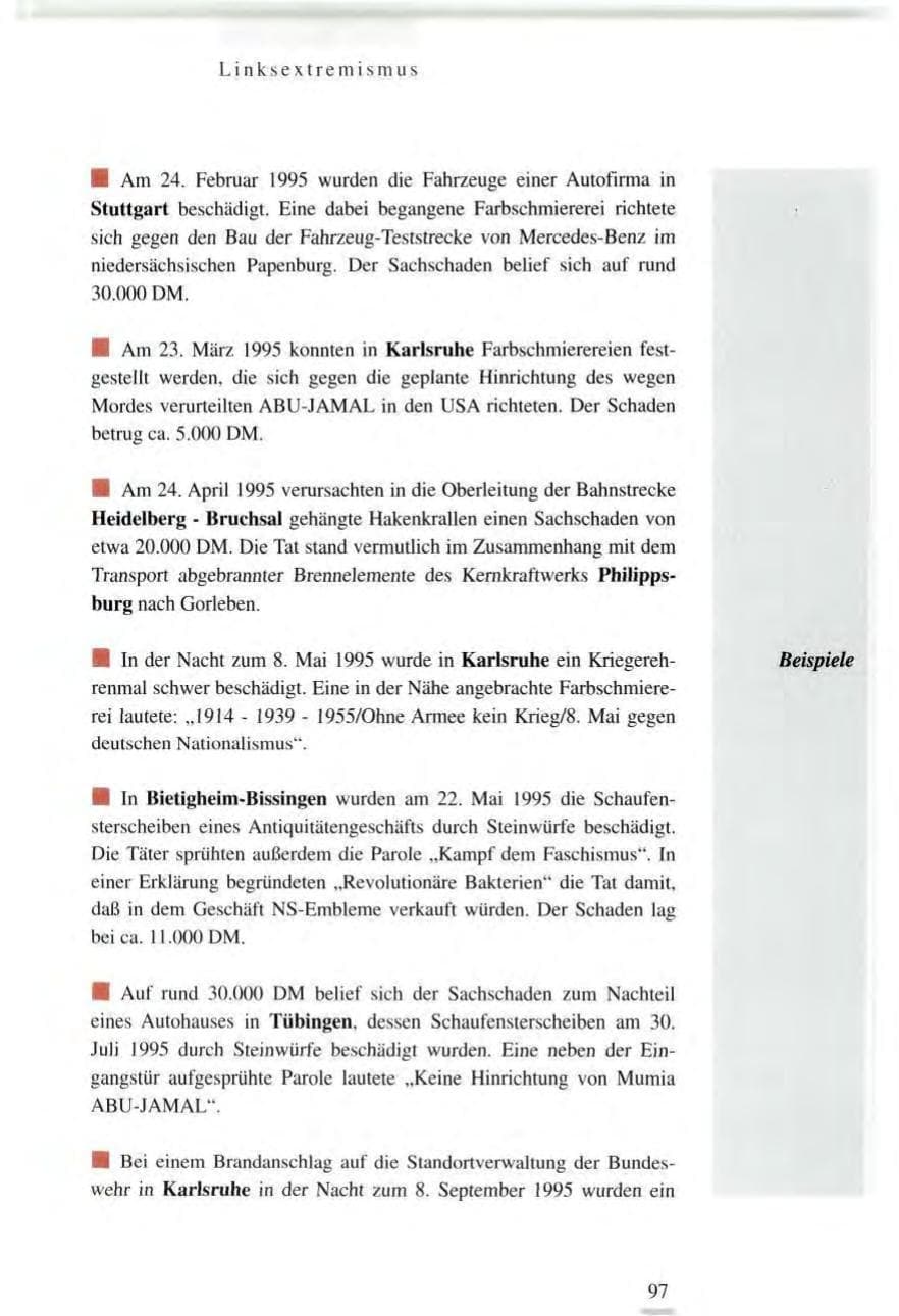 Seite 97 des Verfassungsschutzbericht 1995 Baden-Württemberg