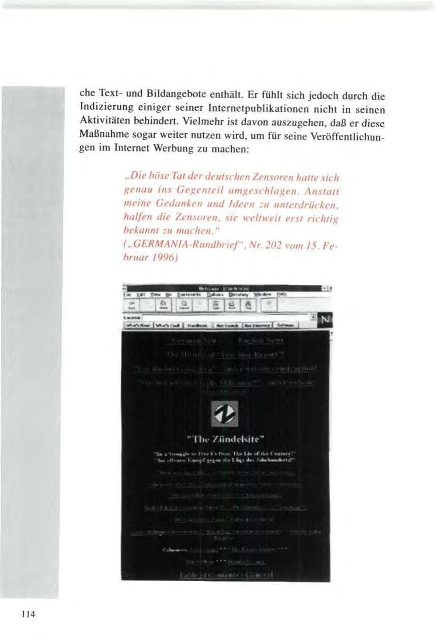 Seite 114 des Verfassungsschutzbericht 1996 Baden-Württemberg