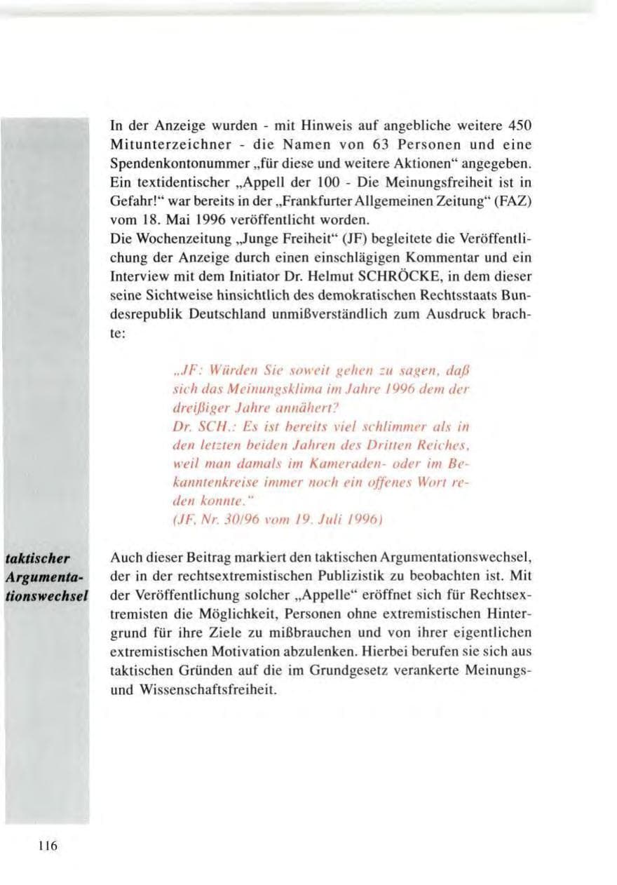 Seite 116 des Verfassungsschutzbericht 1996 Baden-Württemberg