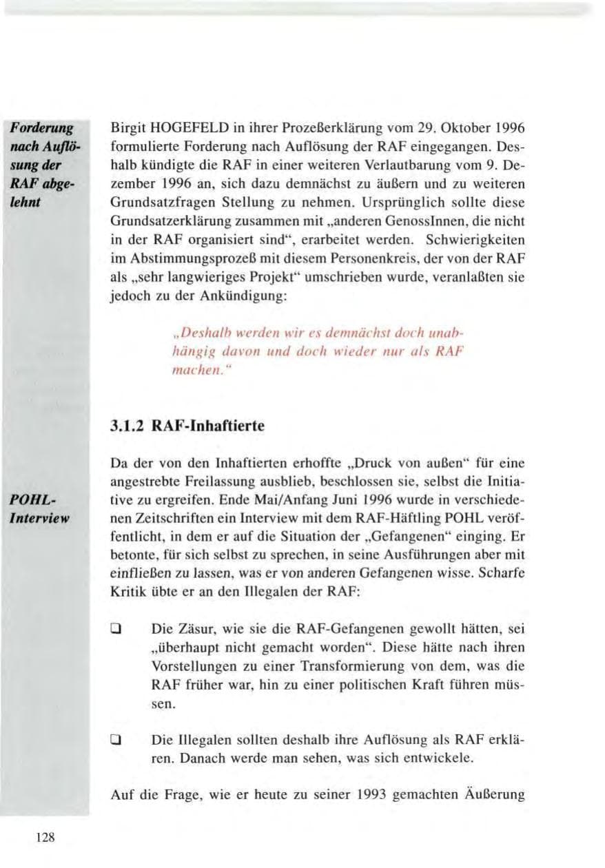 Seite 128 des Verfassungsschutzbericht 1996 Baden-Württemberg