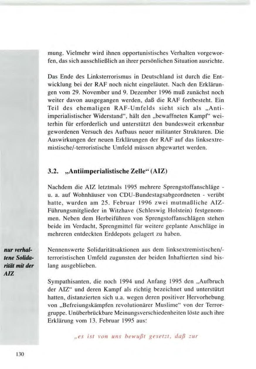 Seite 130 des Verfassungsschutzbericht 1996 Baden-Württemberg