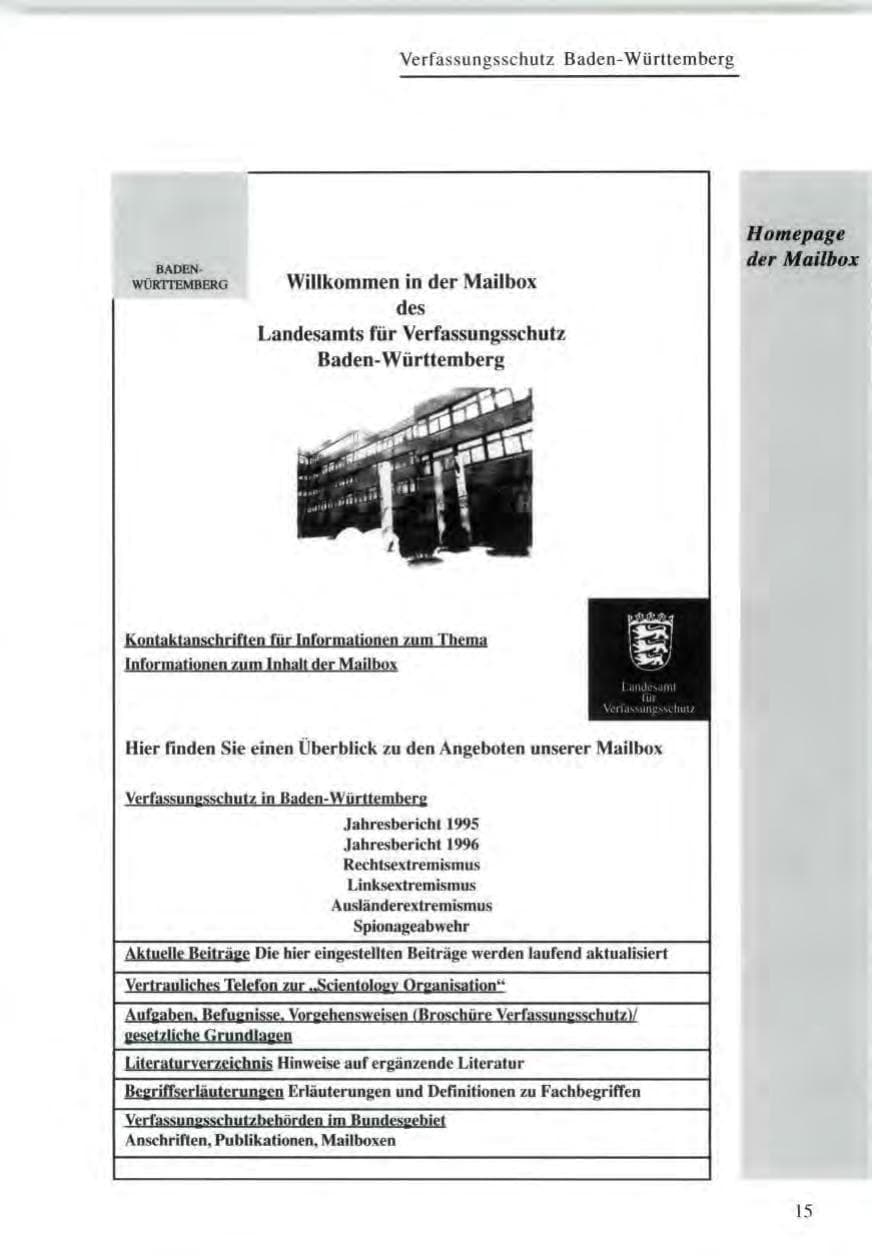 Seite 16 des Verfassungsschutzbericht 1996 Baden-Württemberg