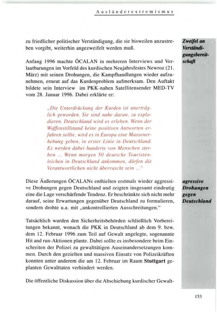 Seite 153 des Verfassungsschutzbericht 1996 Baden-Württemberg