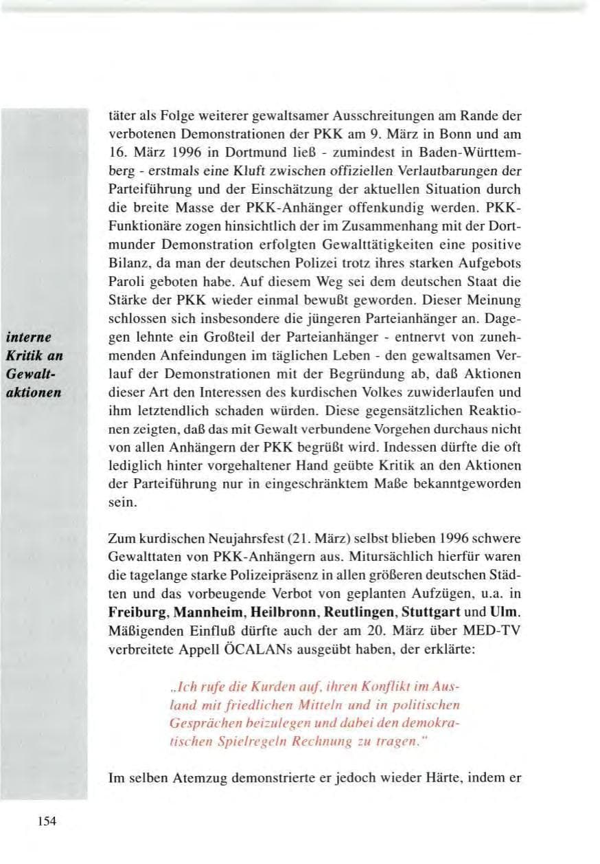 Seite 154 des Verfassungsschutzbericht 1996 Baden-Württemberg