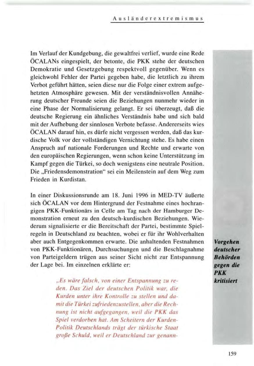 Seite 159 des Verfassungsschutzbericht 1996 Baden-Württemberg