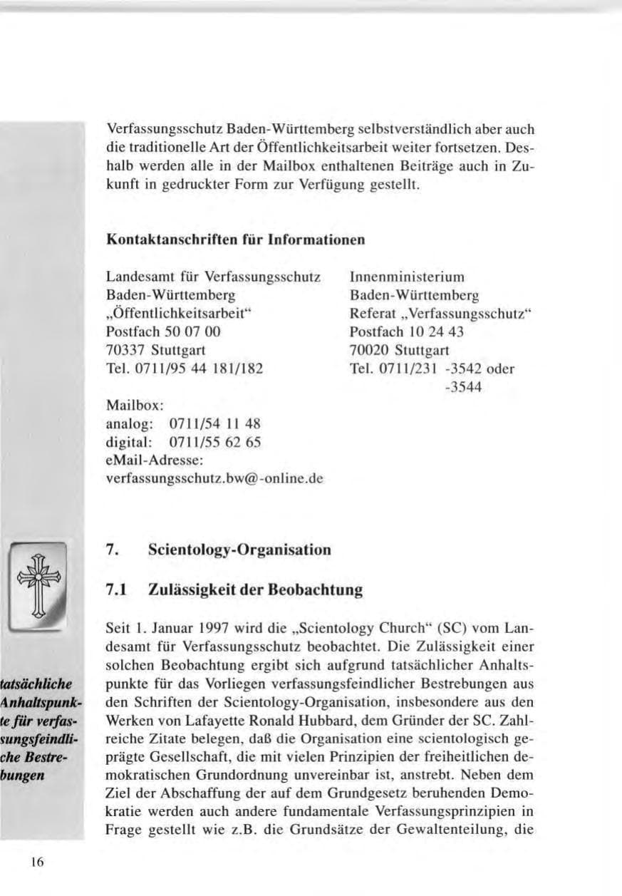 Seite 17 des Verfassungsschutzbericht 1996 Baden-Württemberg