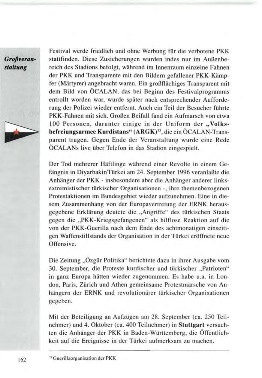 Seite 162 des Verfassungsschutzbericht 1996 Baden-Württemberg