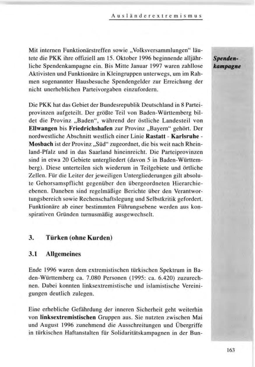 Seite 163 des Verfassungsschutzbericht 1996 Baden-Württemberg