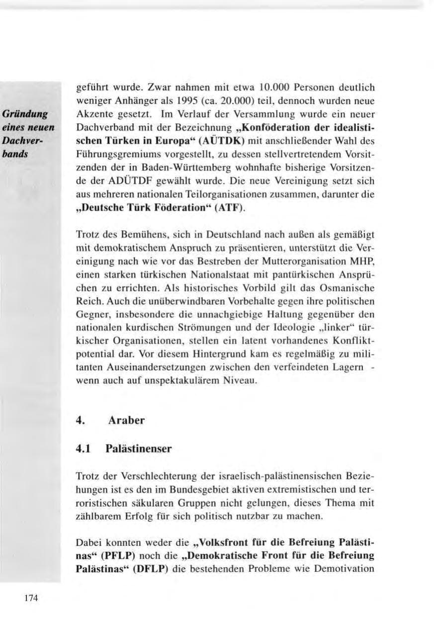 Seite 174 des Verfassungsschutzbericht 1996 Baden-Württemberg