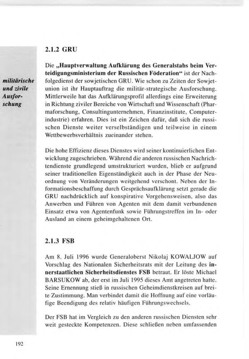 Seite 192 des Verfassungsschutzbericht 1996 Baden-Württemberg