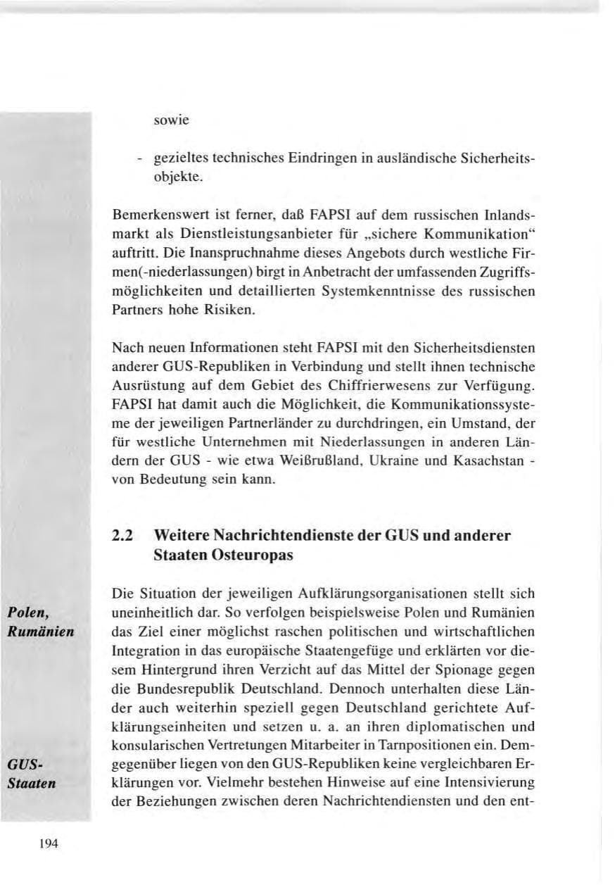Seite 194 des Verfassungsschutzbericht 1996 Baden-Württemberg
