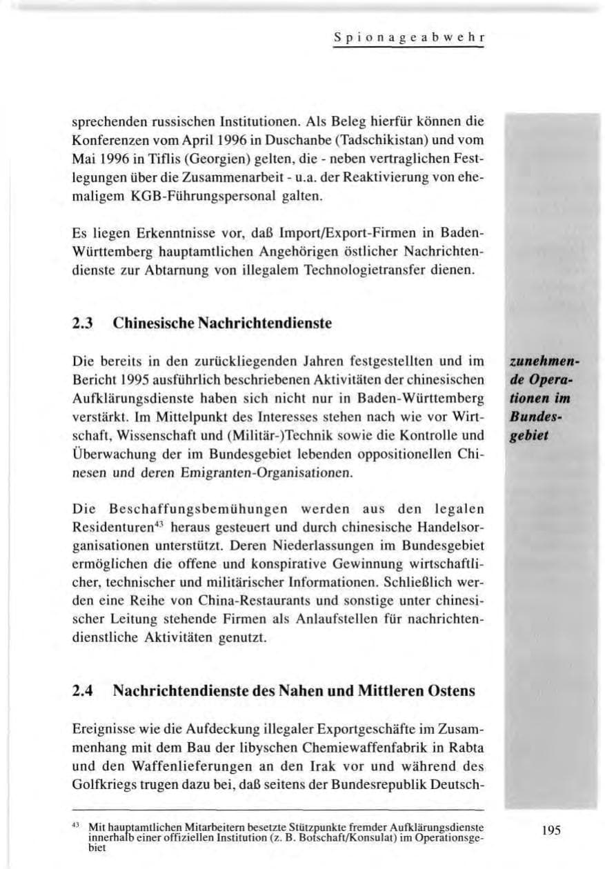 Seite 195 des Verfassungsschutzbericht 1996 Baden-Württemberg