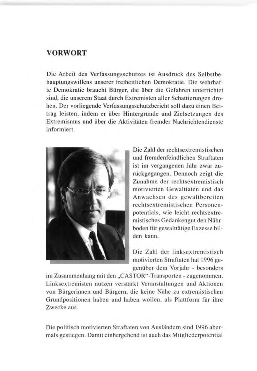 Seite 3 des Verfassungsschutzbericht 1996 Baden-Württemberg