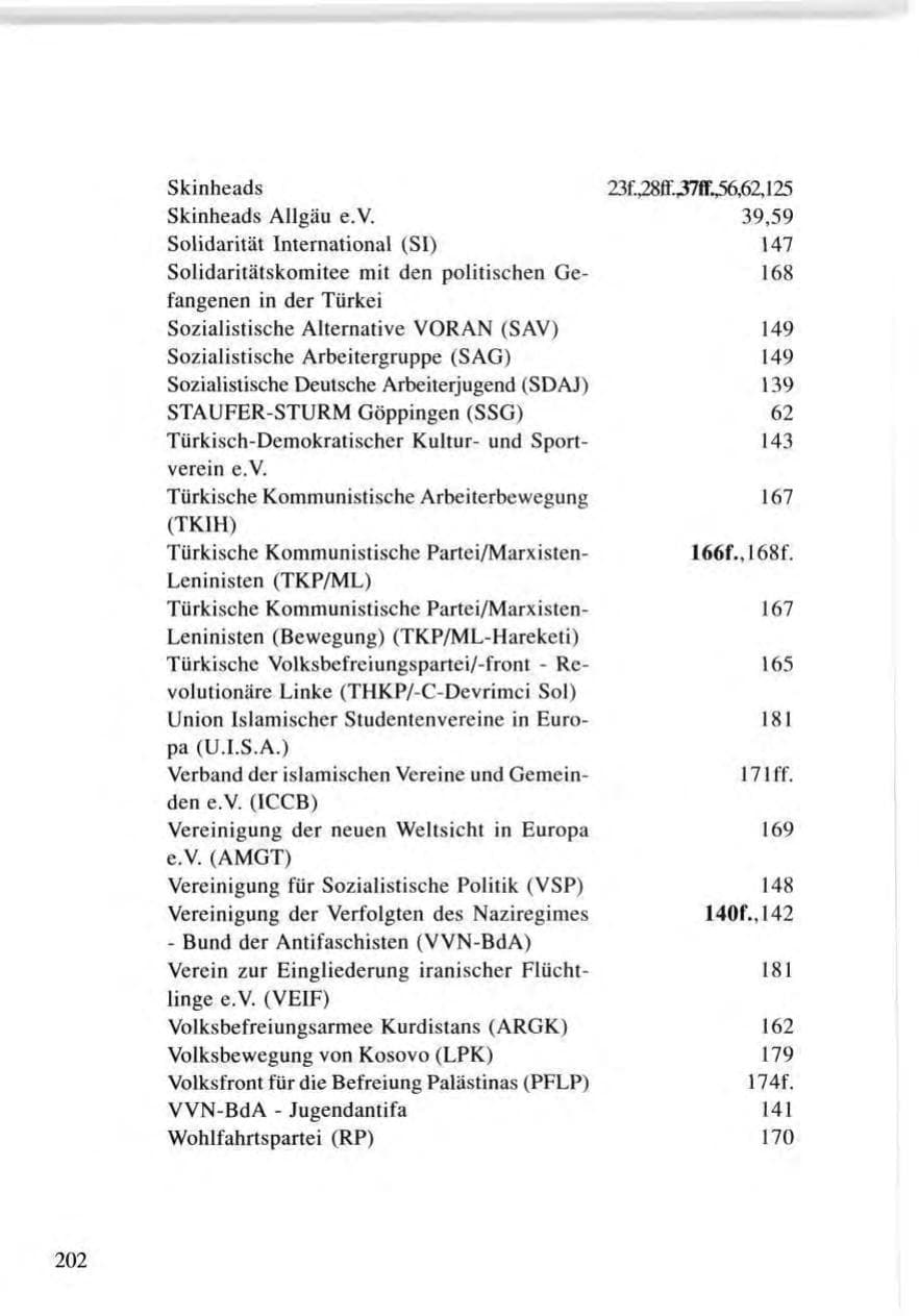 Seite 202 des Verfassungsschutzbericht 1996 Baden-Württemberg