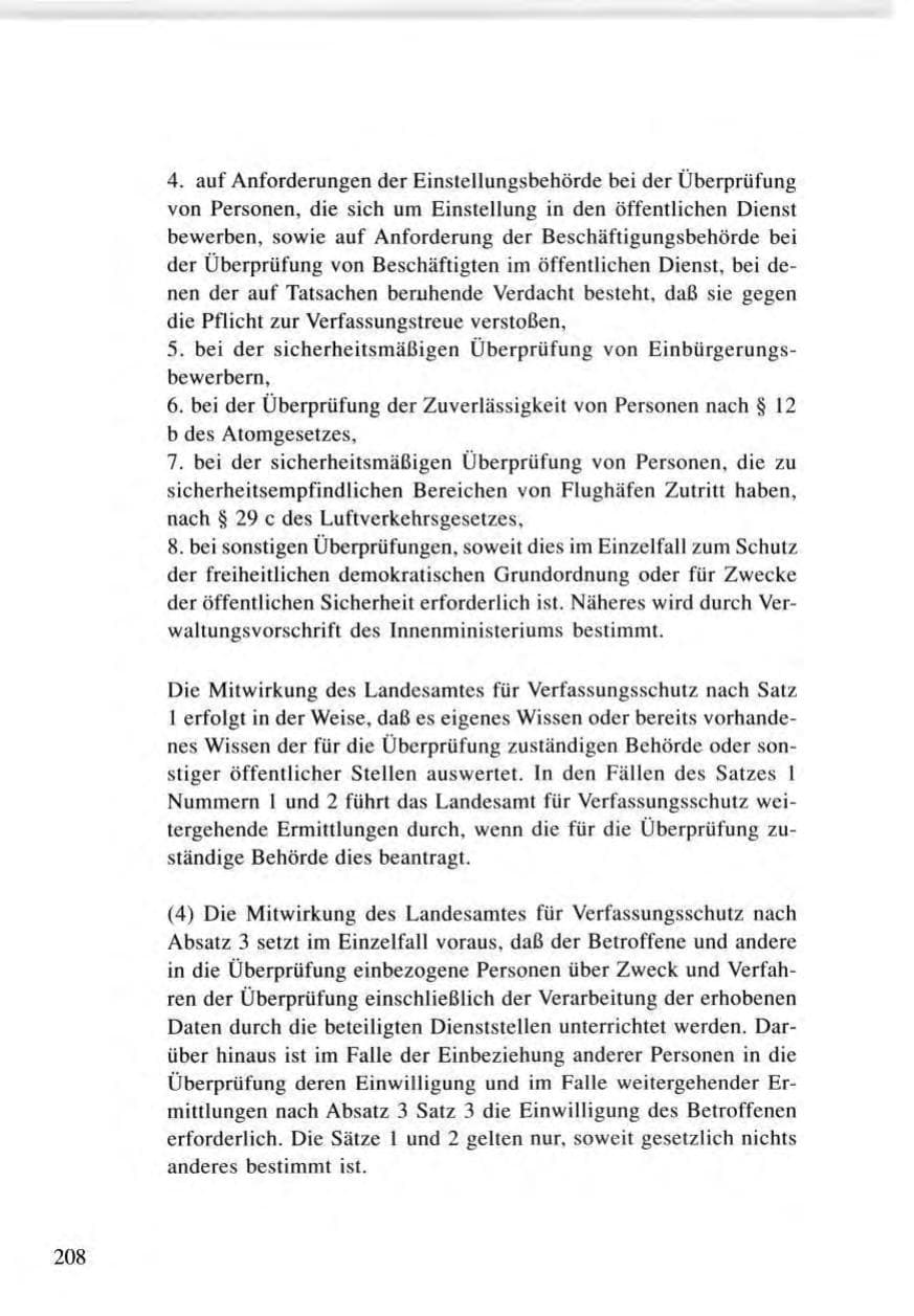 Seite 208 des Verfassungsschutzbericht 1996 Baden-Württemberg