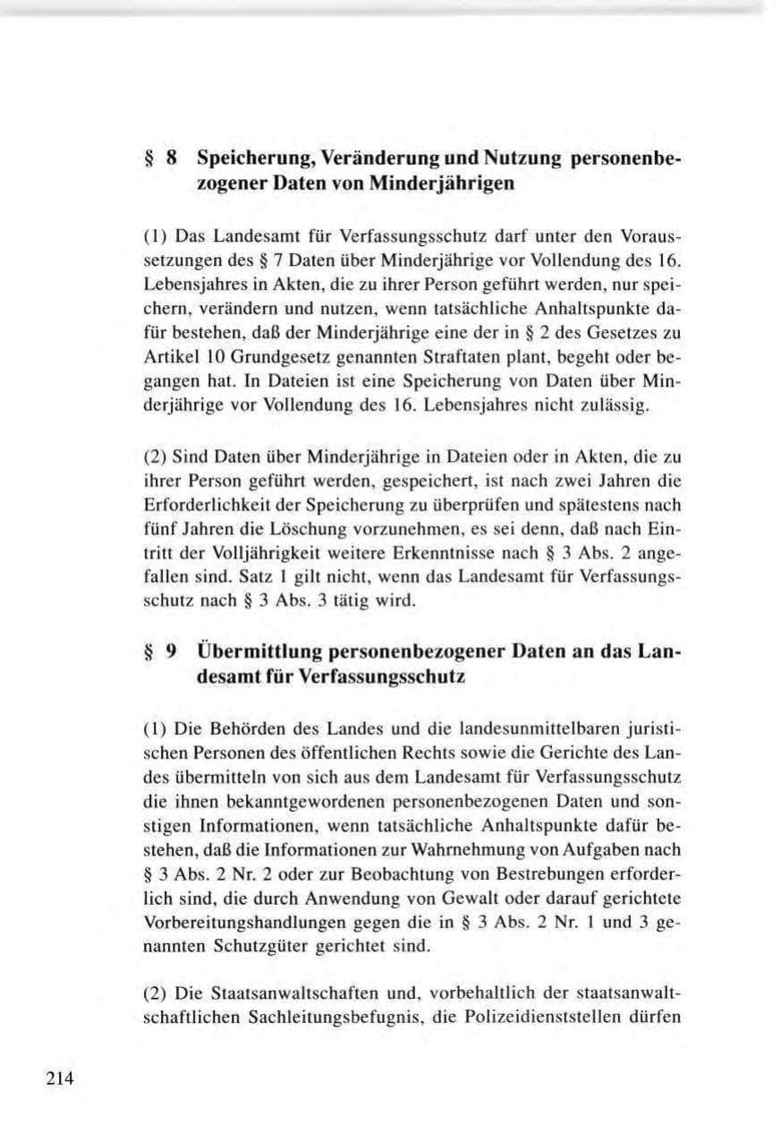 Seite 214 des Verfassungsschutzbericht 1996 Baden-Württemberg