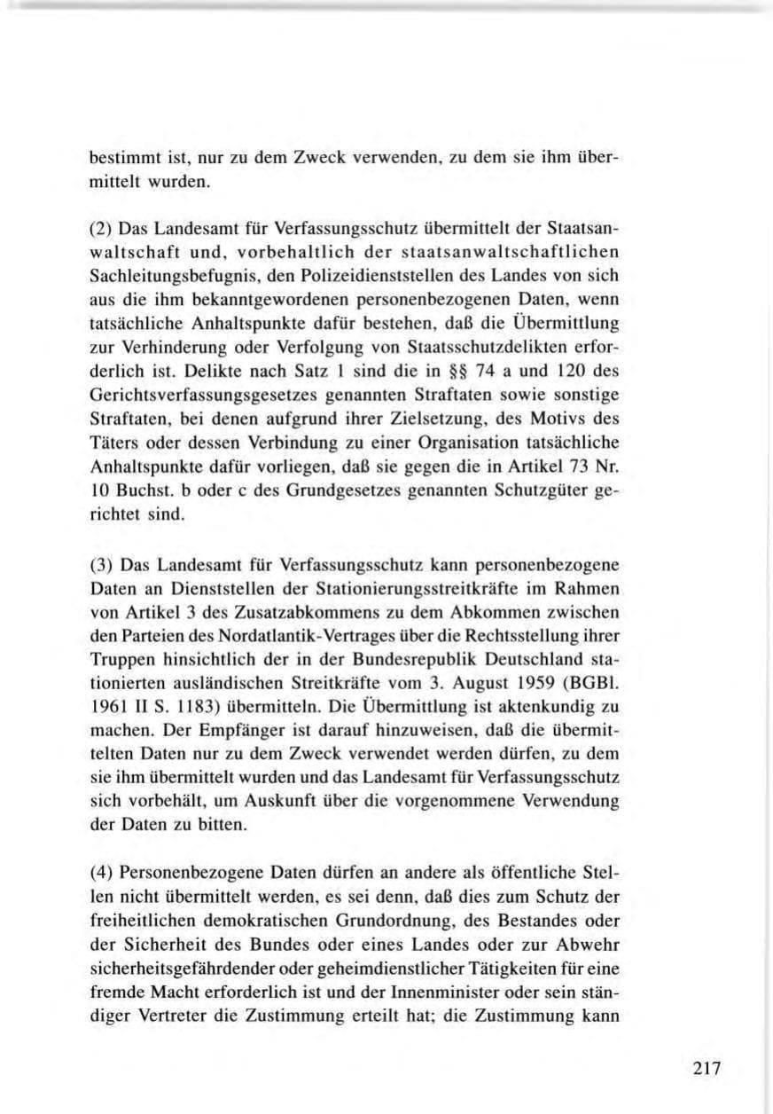 Seite 217 des Verfassungsschutzbericht 1996 Baden-Württemberg