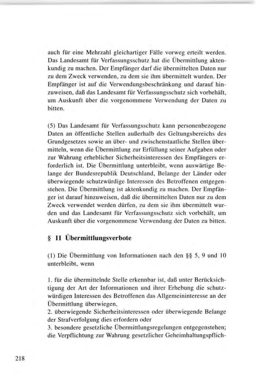 Seite 218 des Verfassungsschutzbericht 1996 Baden-Württemberg