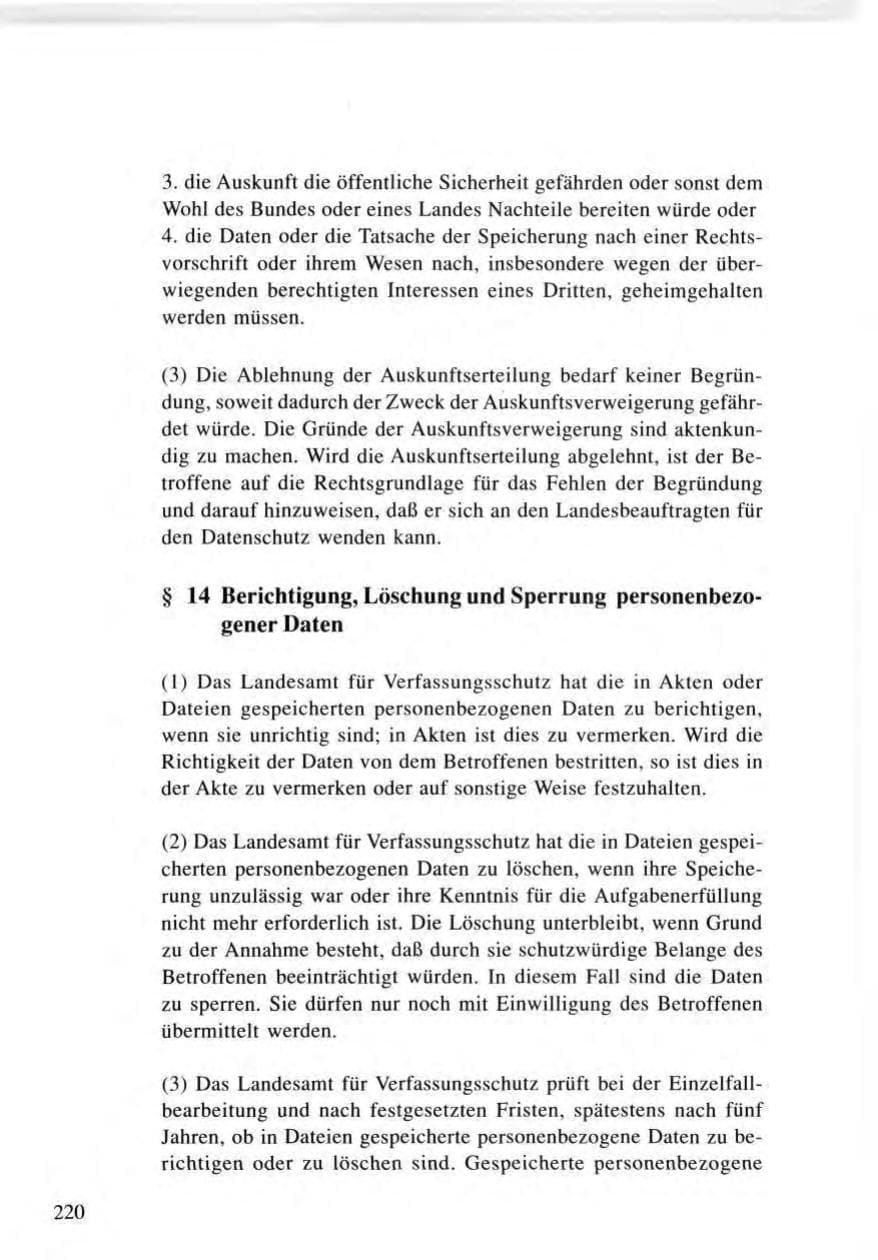 Seite 220 des Verfassungsschutzbericht 1996 Baden-Württemberg
