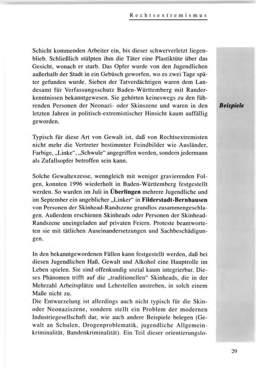 Seite 29 des Verfassungsschutzbericht 1996 Baden-Württemberg