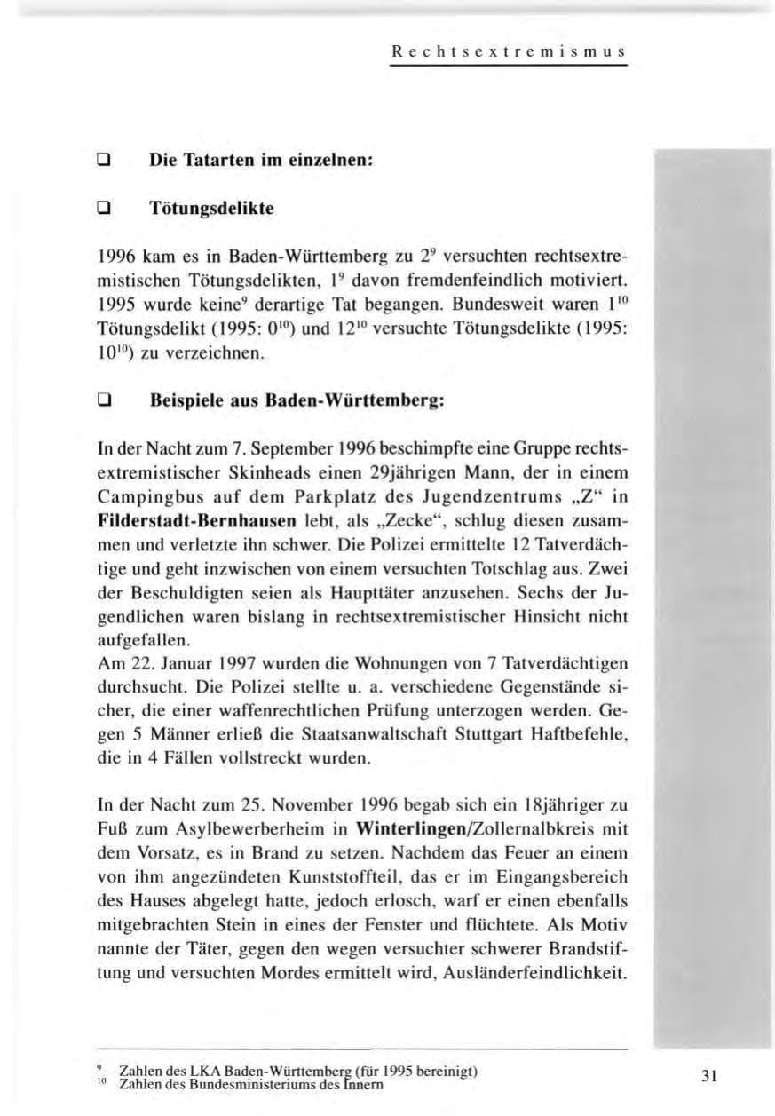 Seite 31 des Verfassungsschutzbericht 1996 Baden-Württemberg