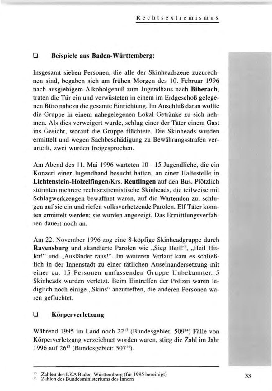 Seite 33 des Verfassungsschutzbericht 1996 Baden-Württemberg