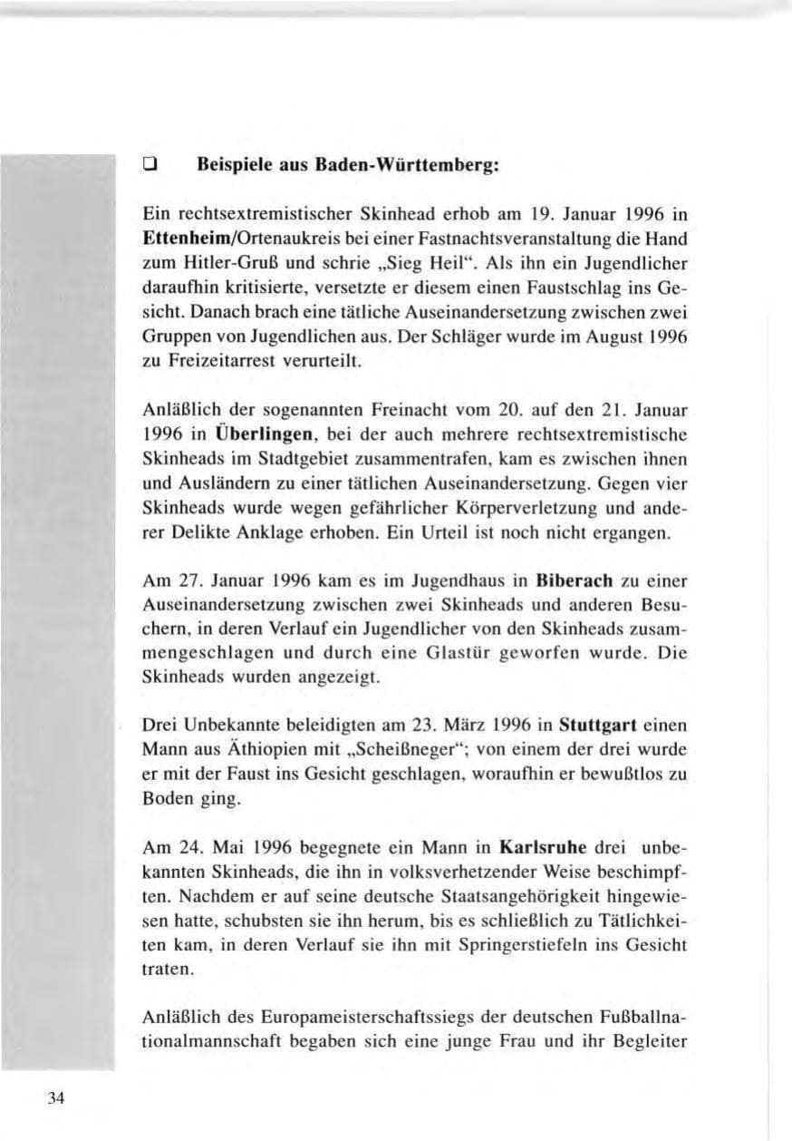 Seite 34 des Verfassungsschutzbericht 1996 Baden-Württemberg