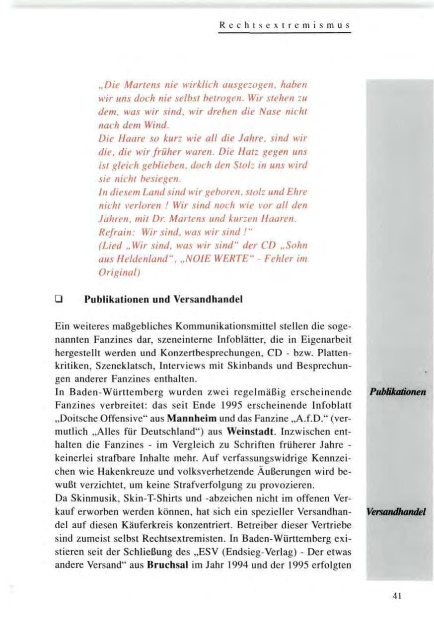 Seite 41 des Verfassungsschutzbericht 1996 Baden-Württemberg