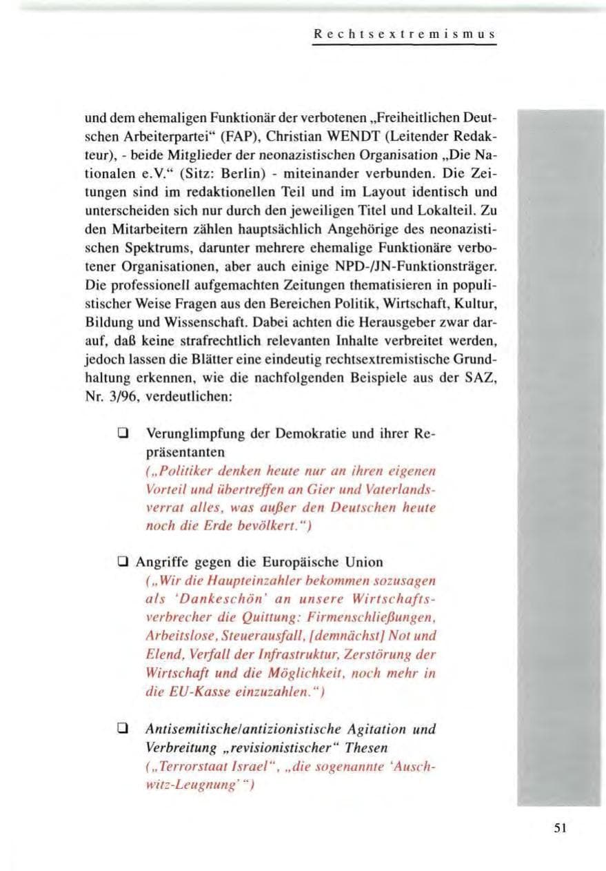 Seite 51 des Verfassungsschutzbericht 1996 Baden-Württemberg
