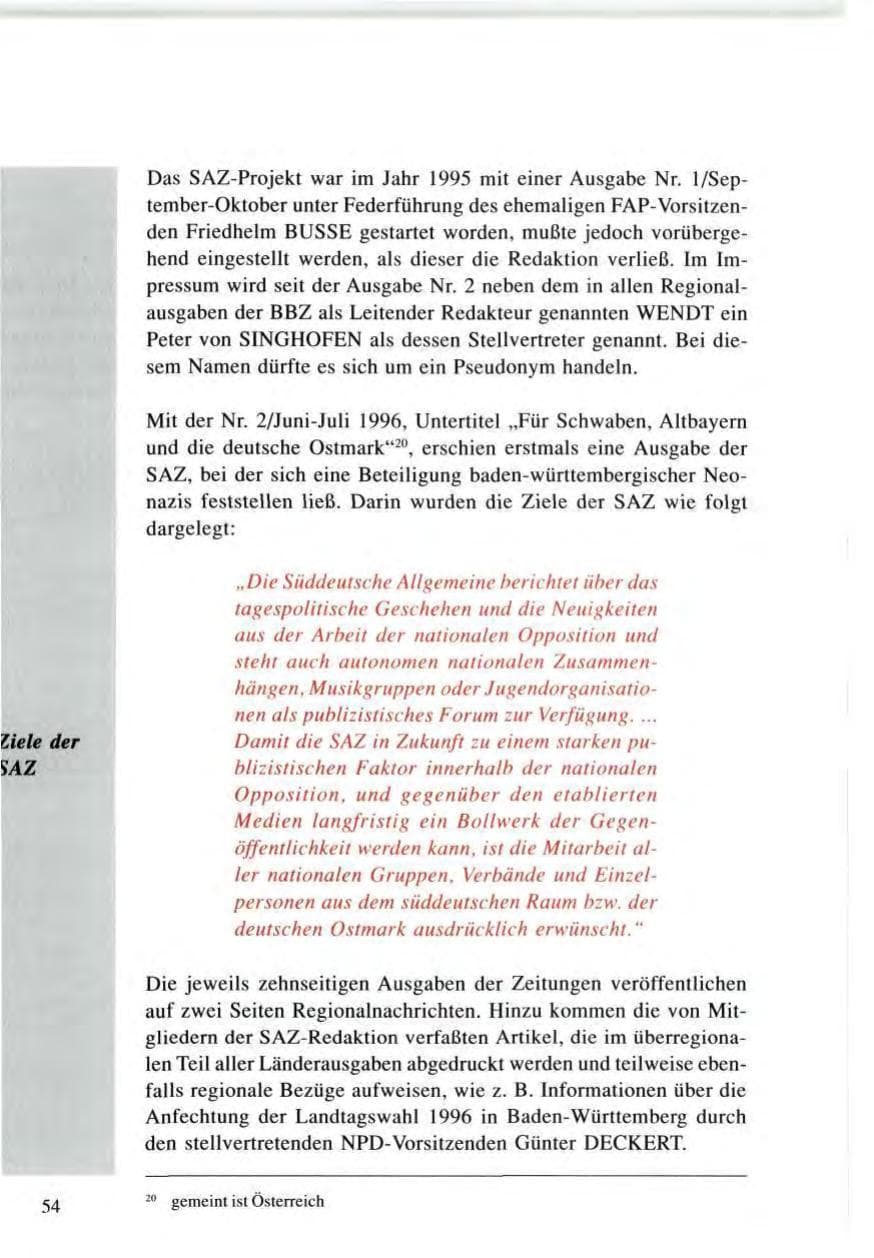 Seite 54 des Verfassungsschutzbericht 1996 Baden-Württemberg