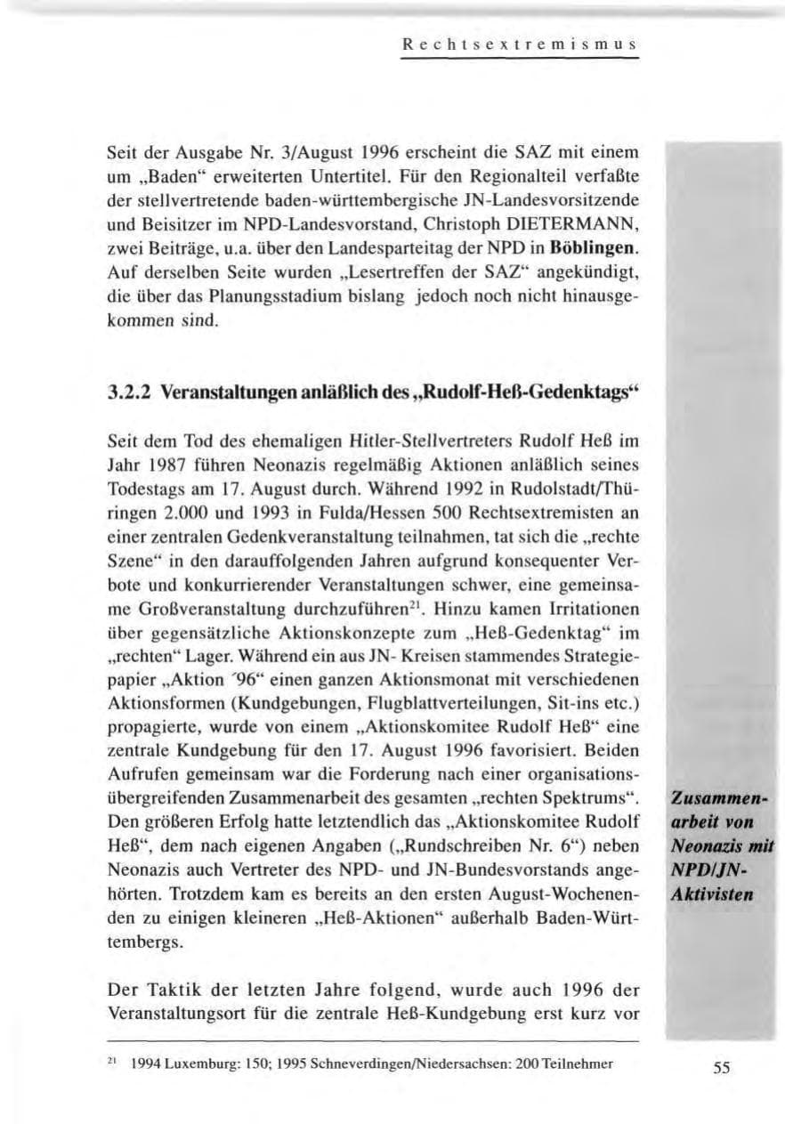 Seite 55 des Verfassungsschutzbericht 1996 Baden-Württemberg