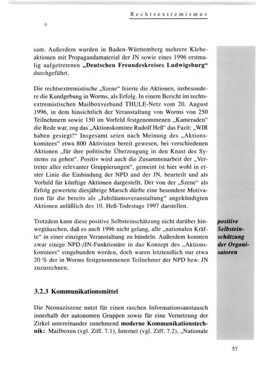 Seite 57 des Verfassungsschutzbericht 1996 Baden-Württemberg