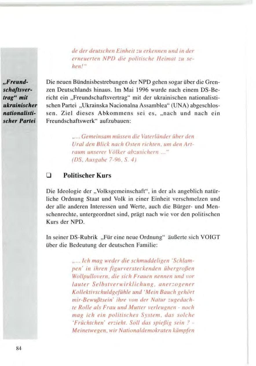 Seite 84 des Verfassungsschutzbericht 1996 Baden-Württemberg