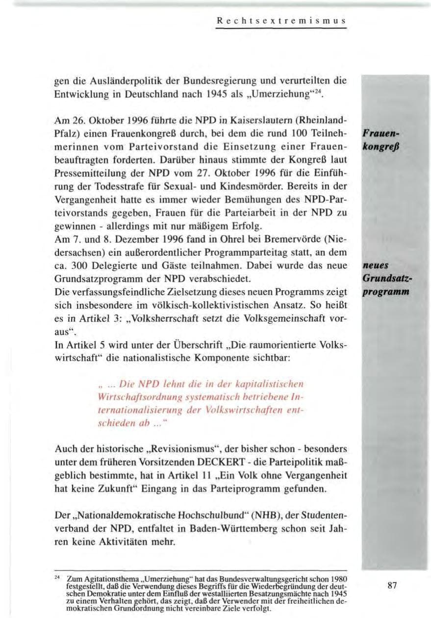 Seite 87 des Verfassungsschutzbericht 1996 Baden-Württemberg