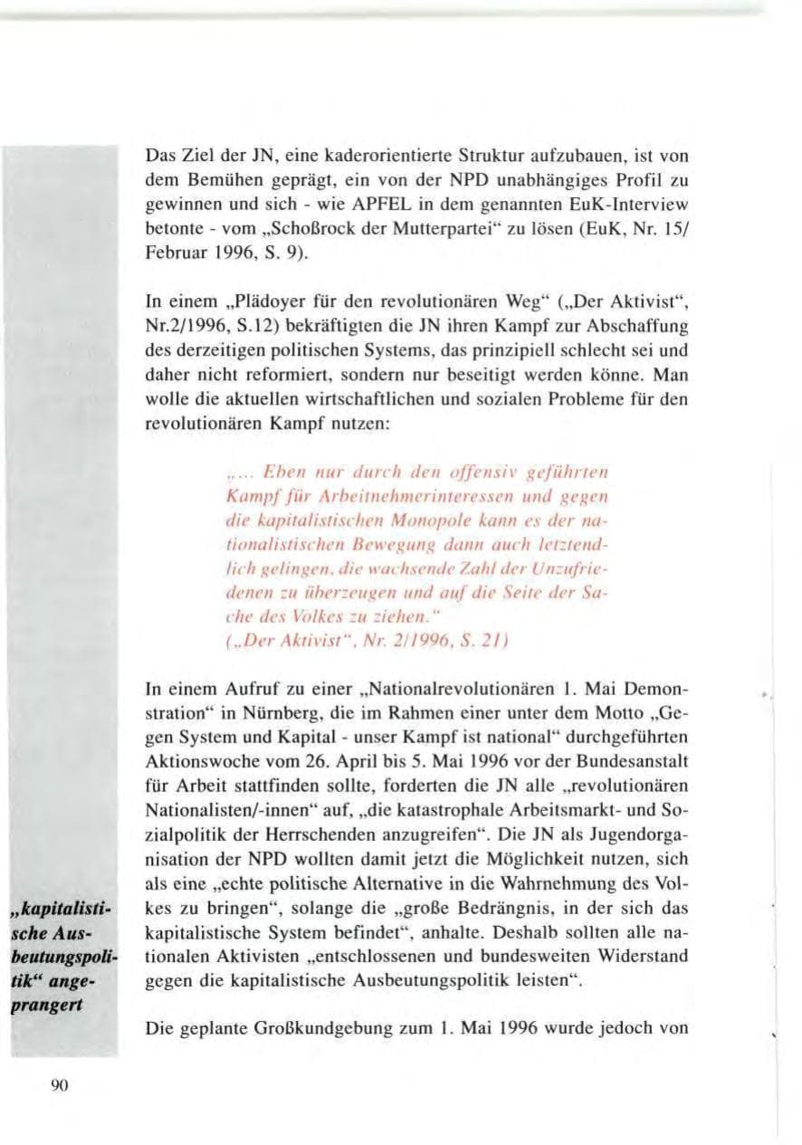 Seite 90 des Verfassungsschutzbericht 1996 Baden-Württemberg