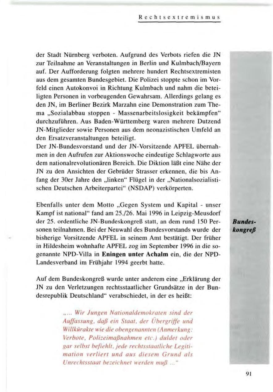 Seite 91 des Verfassungsschutzbericht 1996 Baden-Württemberg