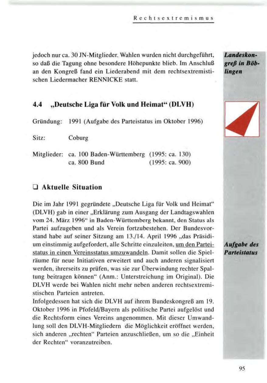 Seite 95 des Verfassungsschutzbericht 1996 Baden-Württemberg