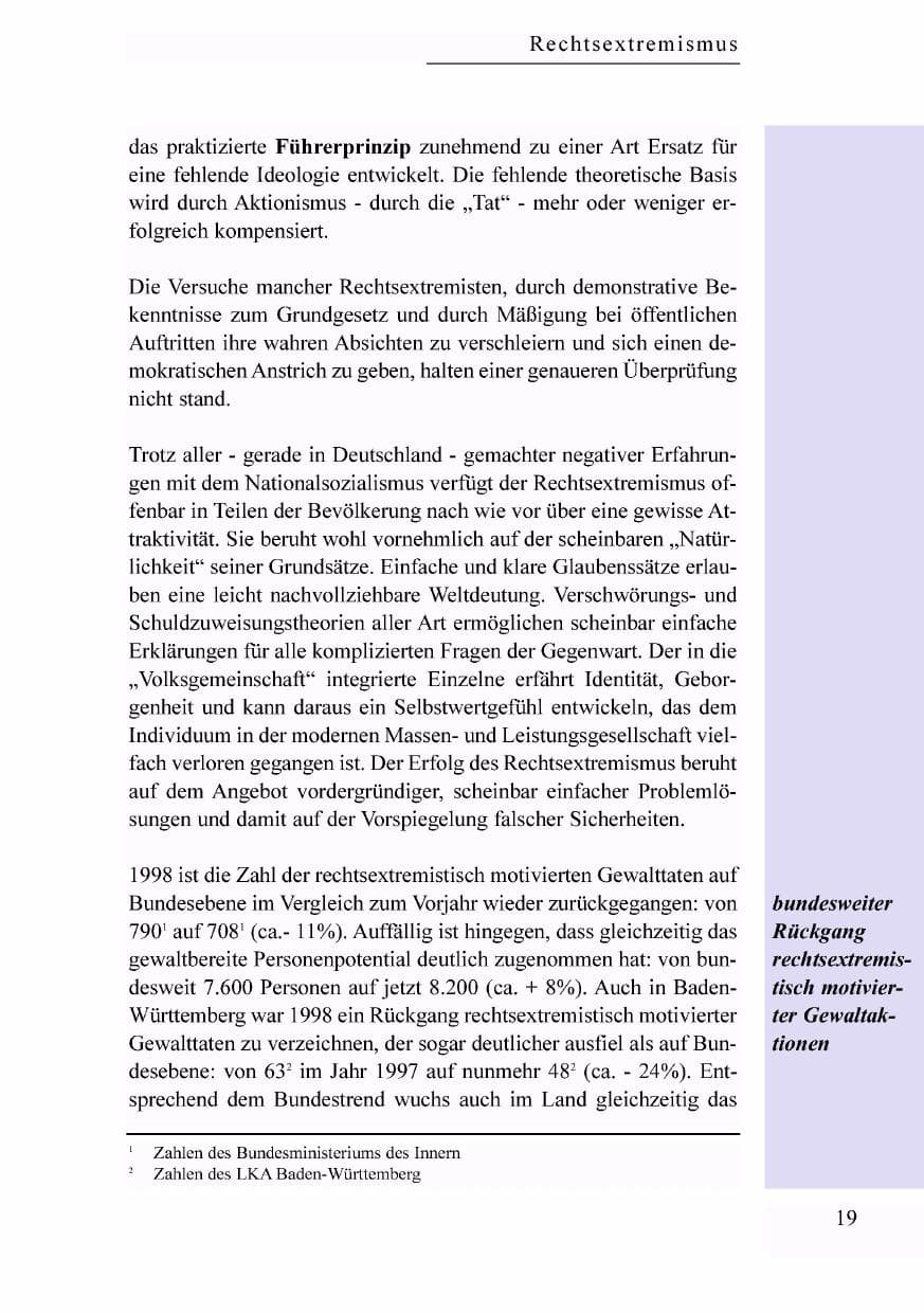 Seite 2 des Verfassungsschutzbericht 1998 Baden-Württemberg