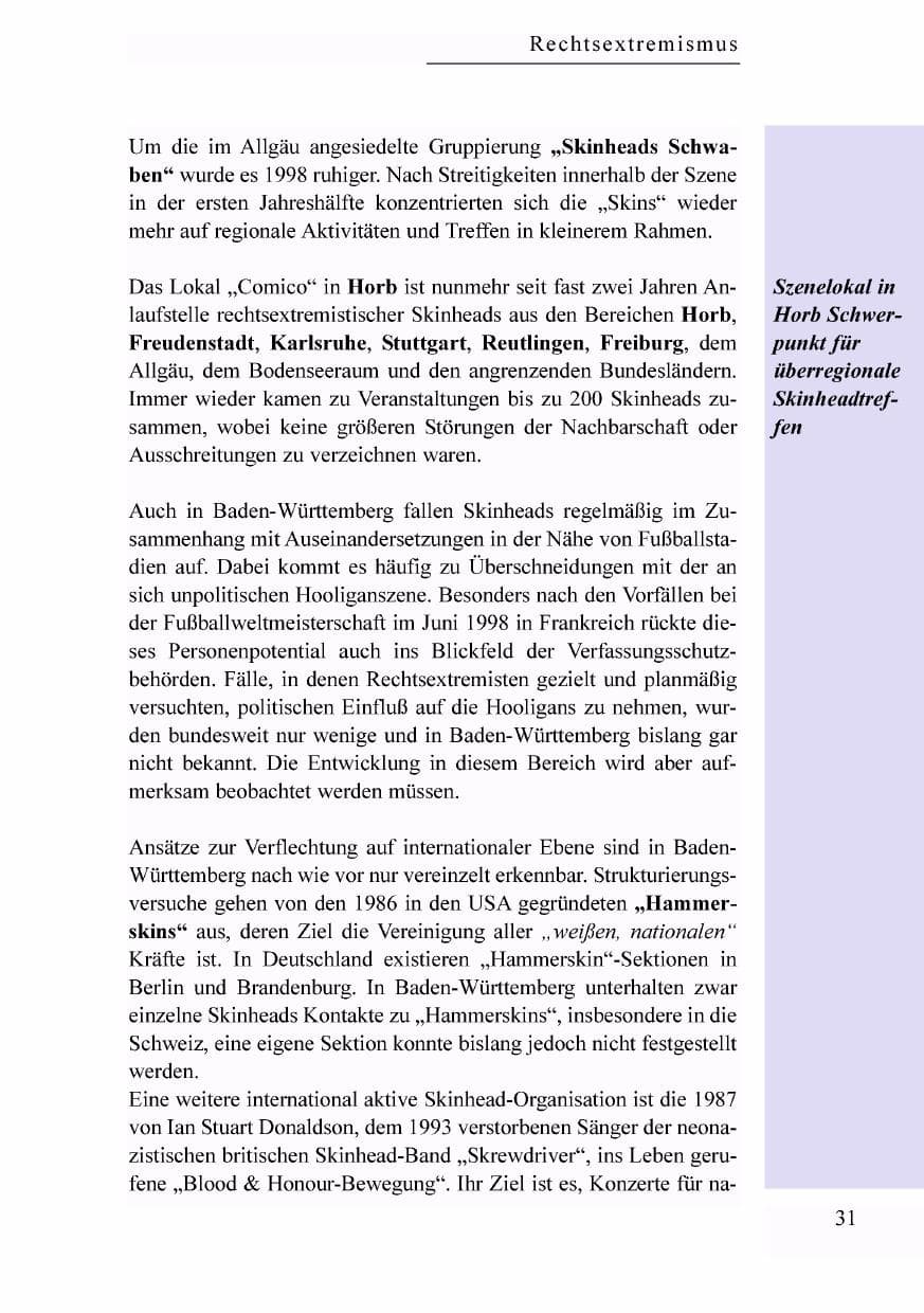 Seite 14 des Verfassungsschutzbericht 1998 Baden-Württemberg