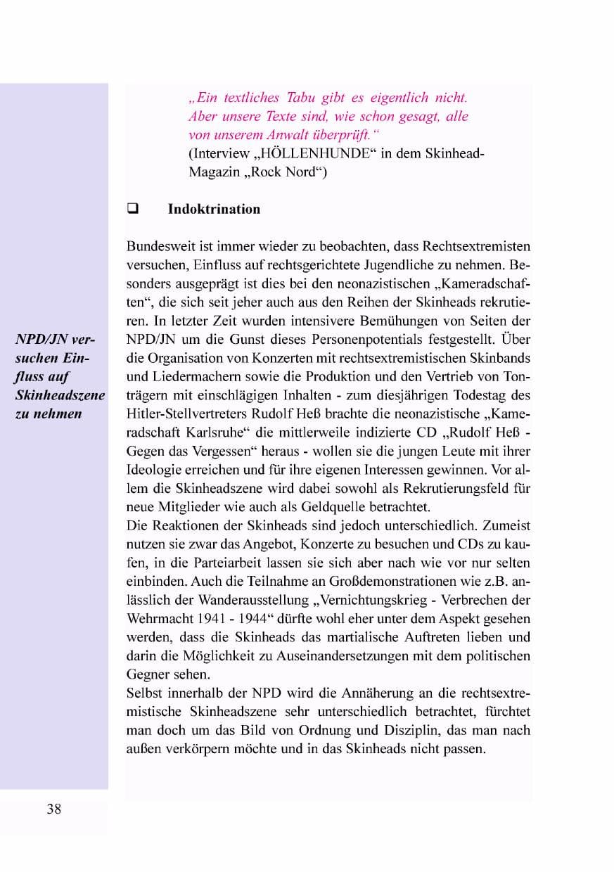 Seite 21 des Verfassungsschutzbericht 1998 Baden-Württemberg
