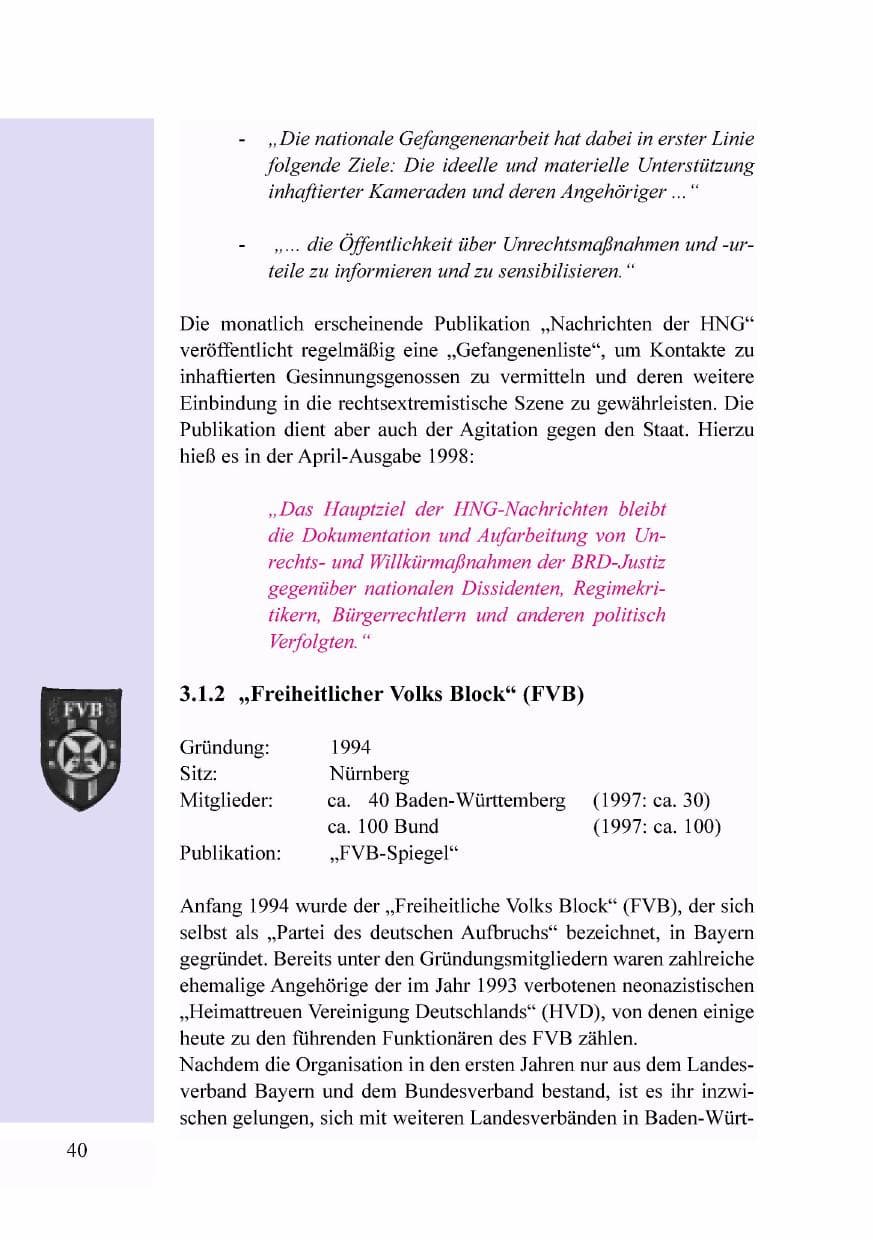 Seite 23 des Verfassungsschutzbericht 1998 Baden-Württemberg