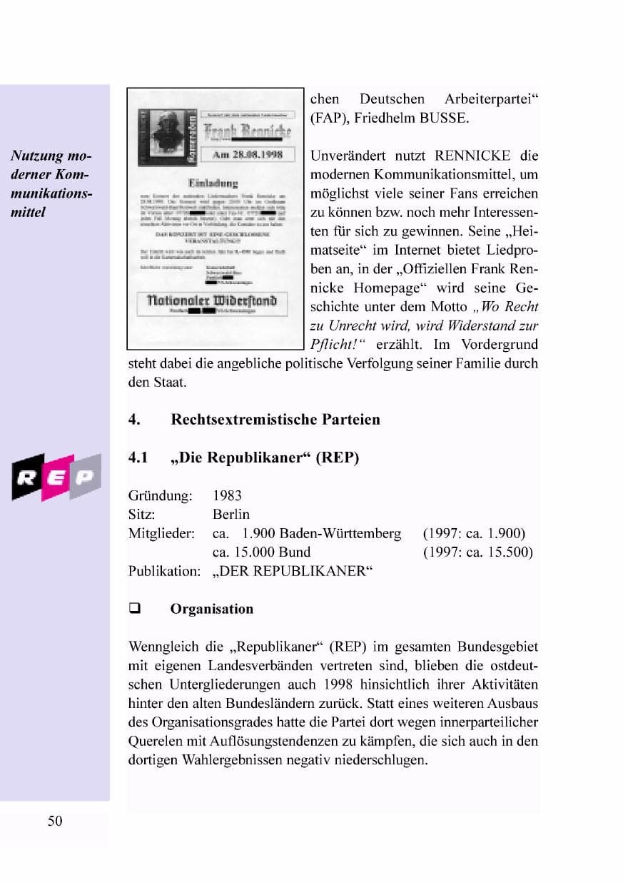 Seite 33 des Verfassungsschutzbericht 1998 Baden-Württemberg