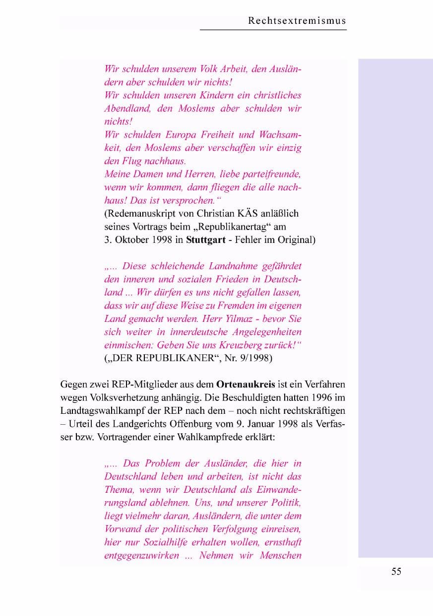 Seite 38 des Verfassungsschutzbericht 1998 Baden-Württemberg