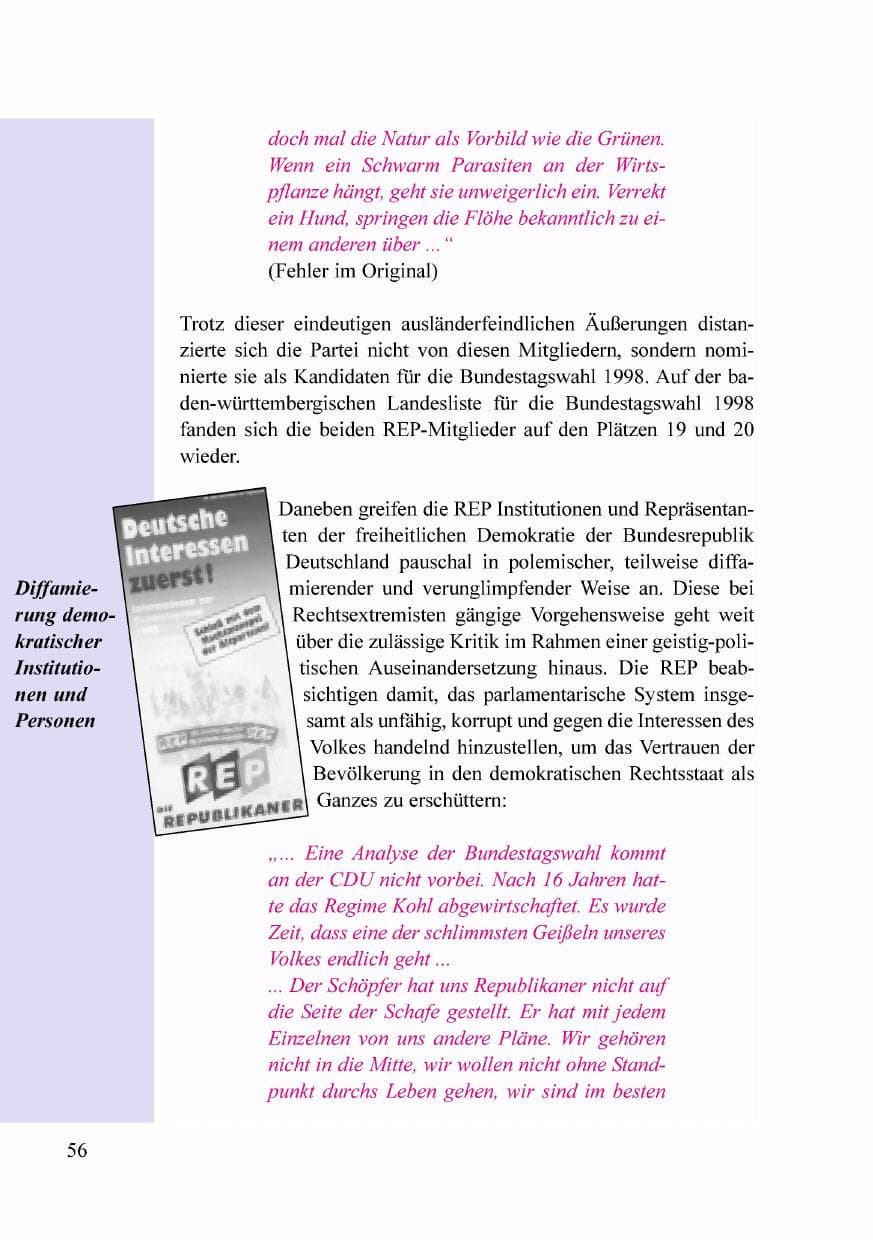 Seite 39 des Verfassungsschutzbericht 1998 Baden-Württemberg