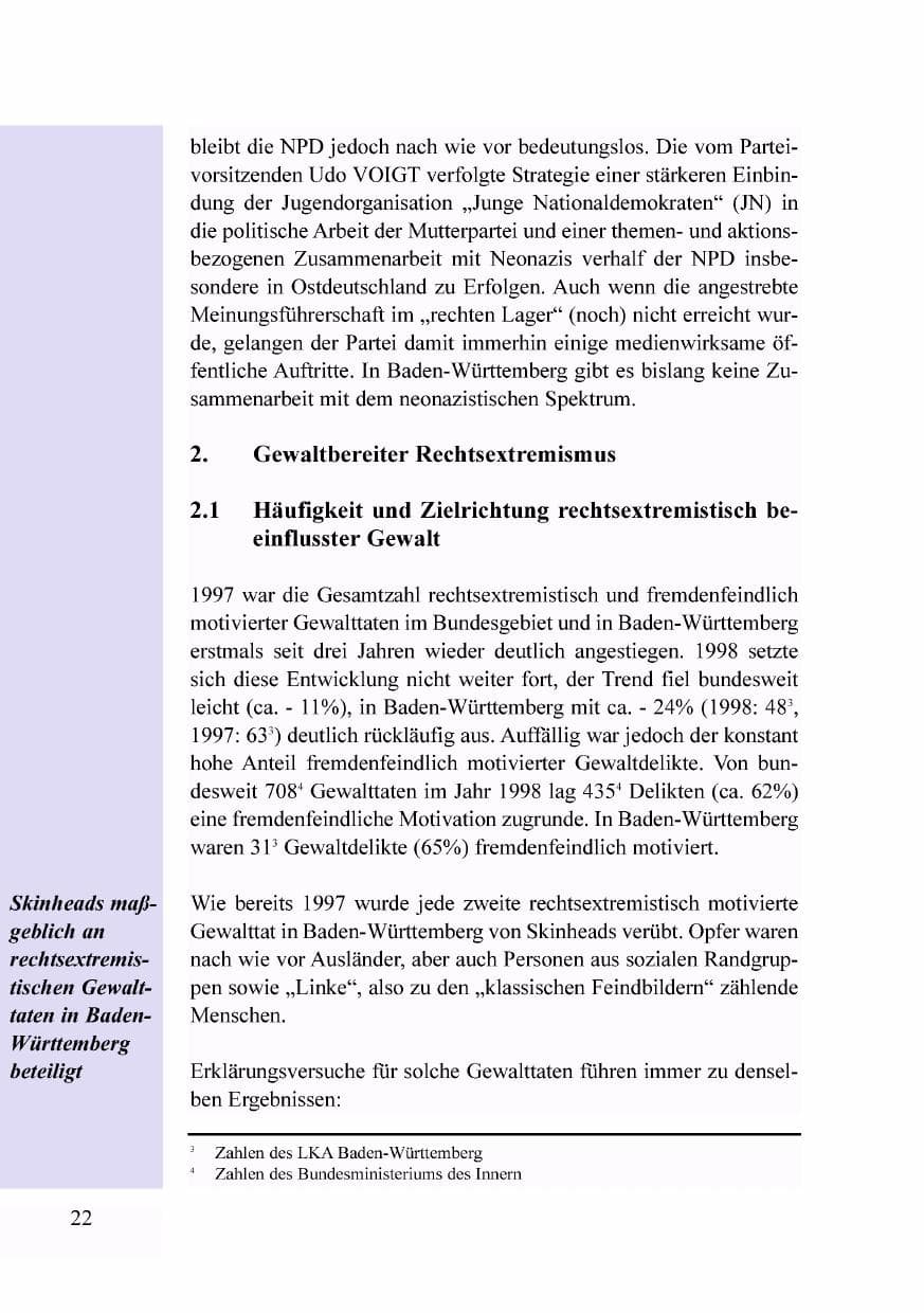 Seite 5 des Verfassungsschutzbericht 1998 Baden-Württemberg