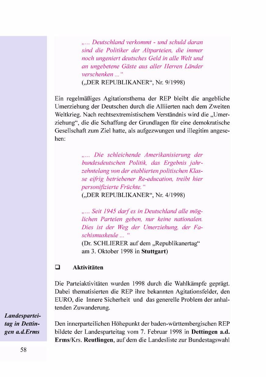 Seite 41 des Verfassungsschutzbericht 1998 Baden-Württemberg