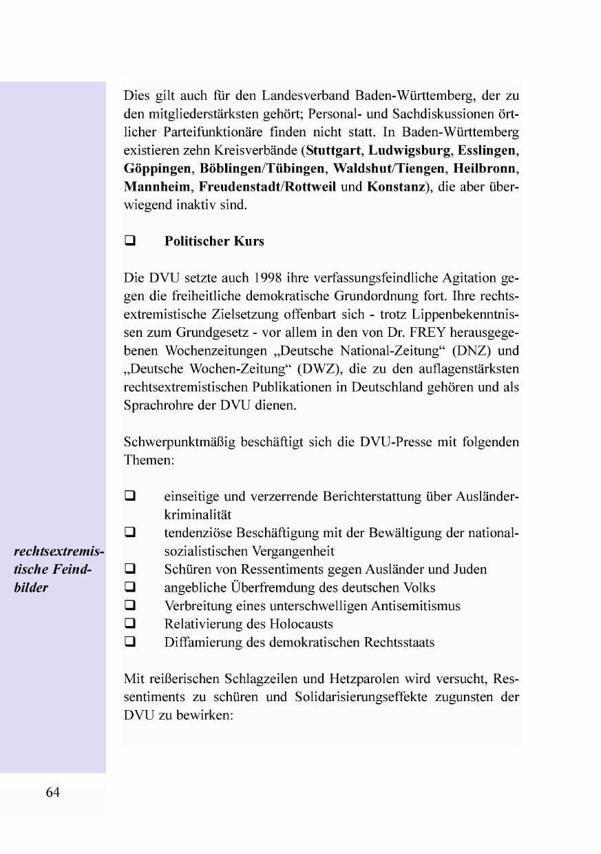 Seite 47 des Verfassungsschutzbericht 1998 Baden-Württemberg